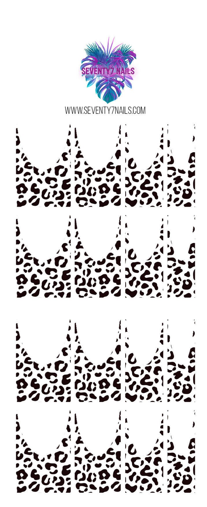 Waterslide Nail Decals - French Cut - Leopard (Clear Background) - Seventy7 Nail Decals
