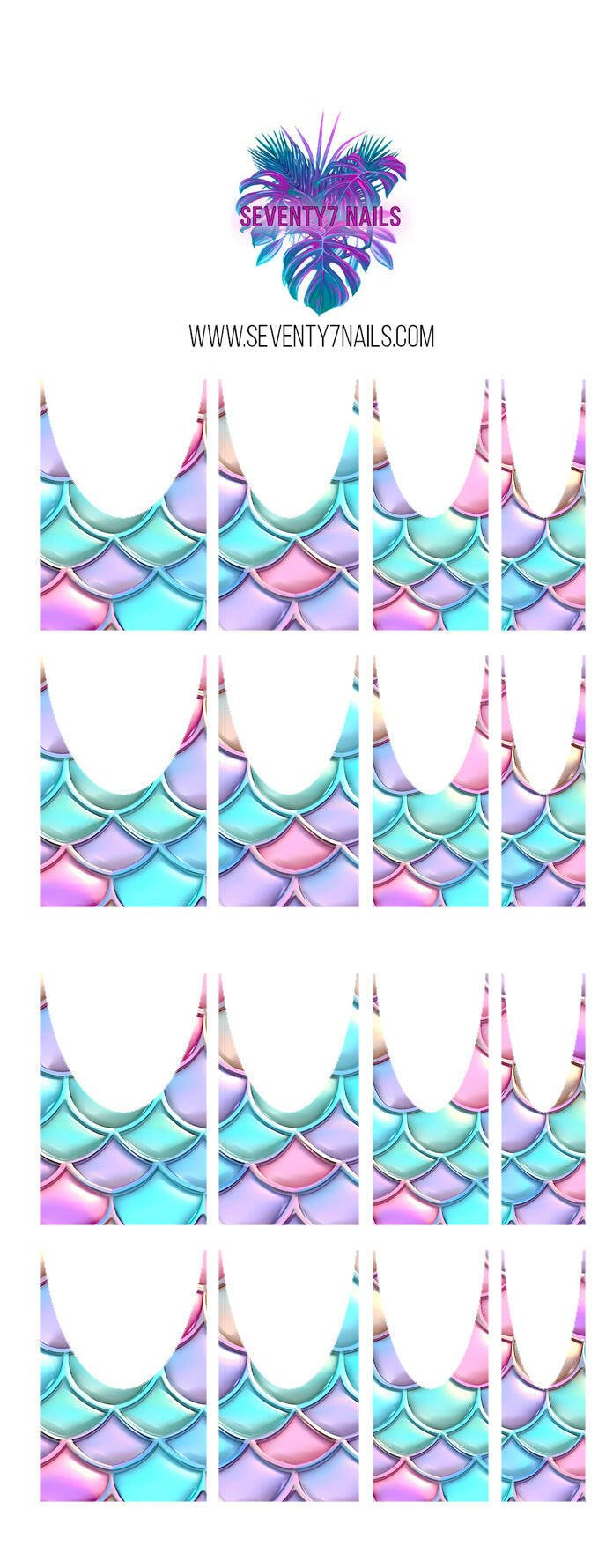 Waterslide Nail Decals - French Cut - Mermaid Scales - Seventy7 Nail Decals