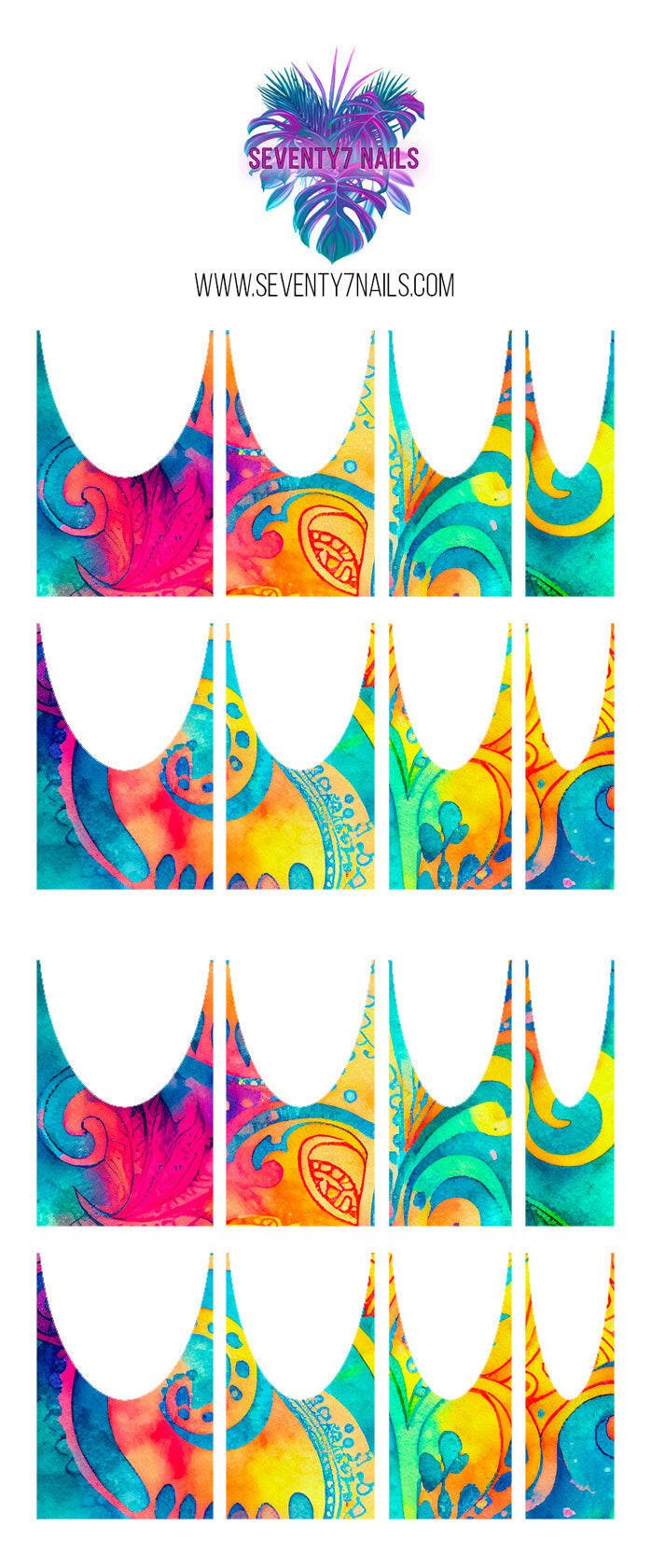Waterslide Nail Decals - French Cut - Trippin' Out - Seventy7 Nail Decals