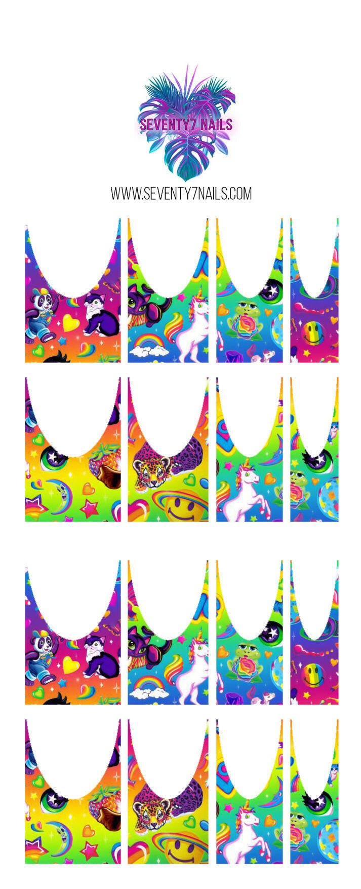 Waterslide Nail Decals - French Cut - Trippy Rainbow - Seventy7 Nail Decals