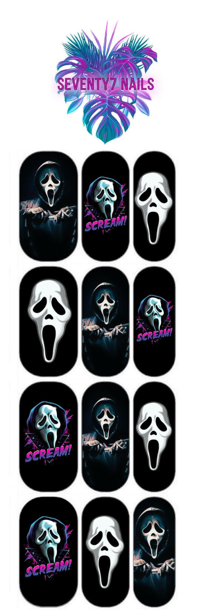 Waterslide Nail Decals - Ghostface - Seventy7 Nail Decals