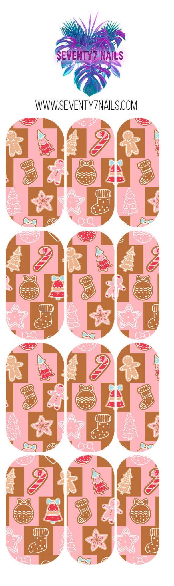 Waterslide Nail Decals - Gingerbread - Seventy7 Nail Decals