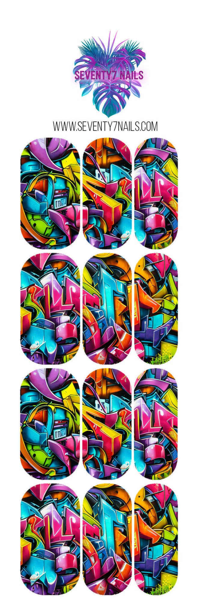 Waterslide Nail Decals - Graffiti 2 - Seventy7 Nail Decals