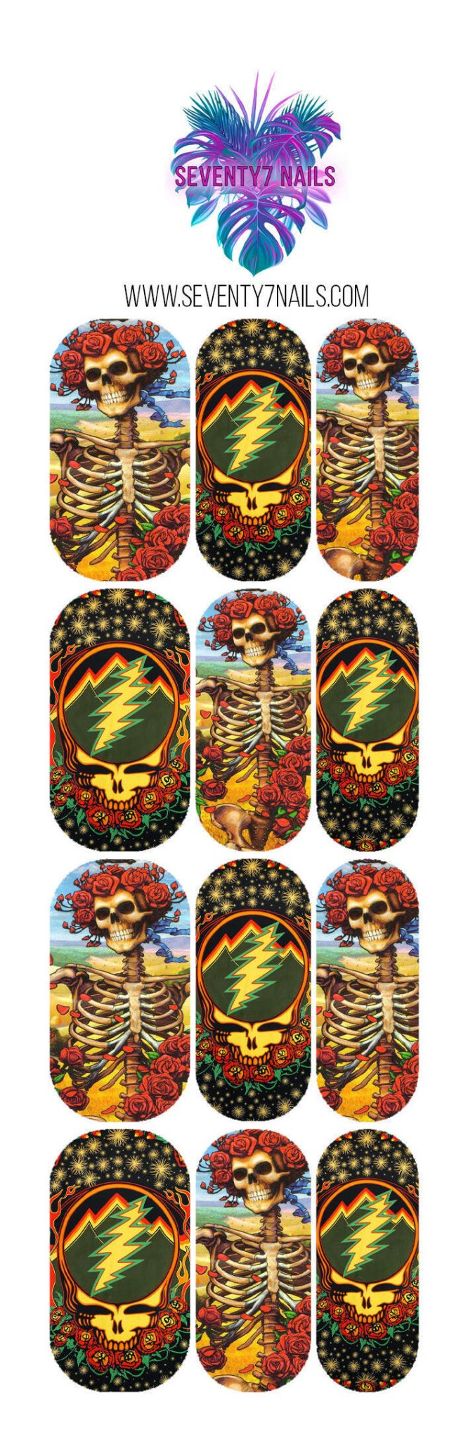 Waterslide Nail Decals - Grateful Dead - Seventy7 Nail Decals