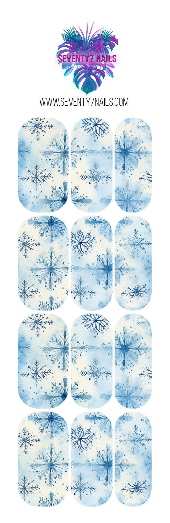 Waterslide Nail Decals - Grunge Snowflakes - Seventy7 Nail Decals