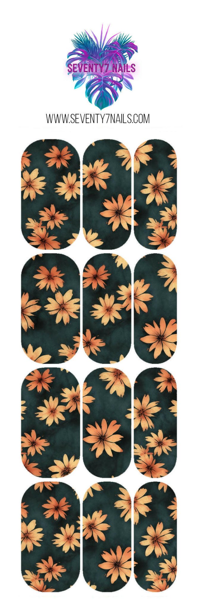 Waterslide Nail Decals - Grunge Sunflowers - Seventy7 Nail Decals