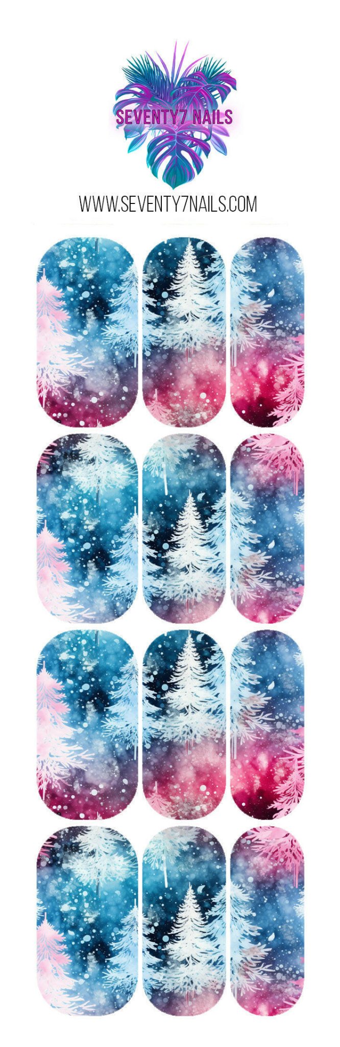 Waterslide Nail Decals - Grunge Winter - Seventy7 Nail Decals