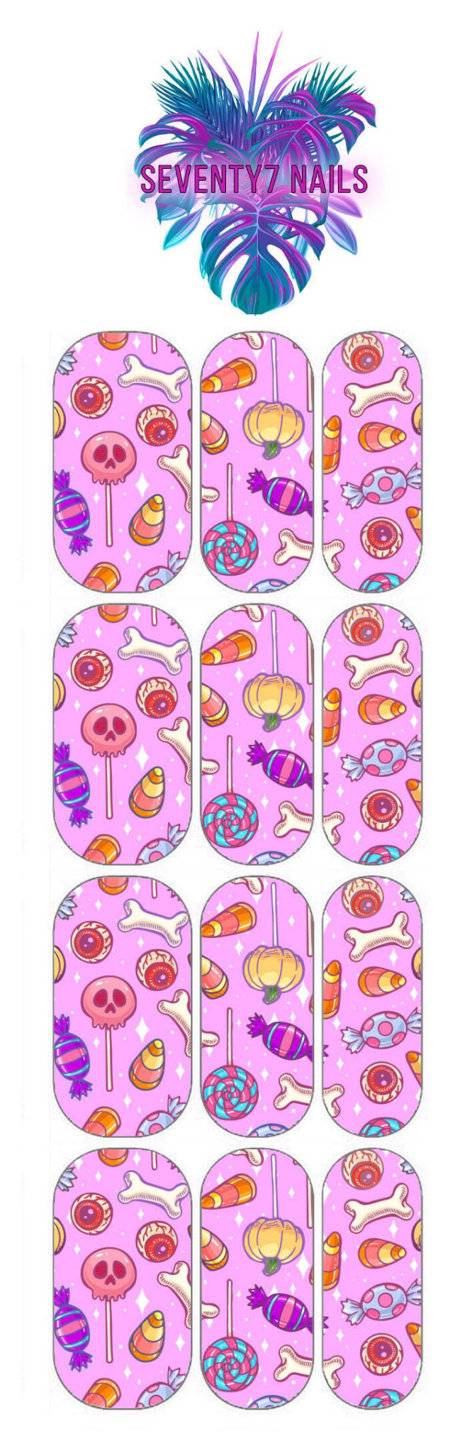 Waterslide Nail Decals - Halloween Candy - Seventy7 Nail Decals