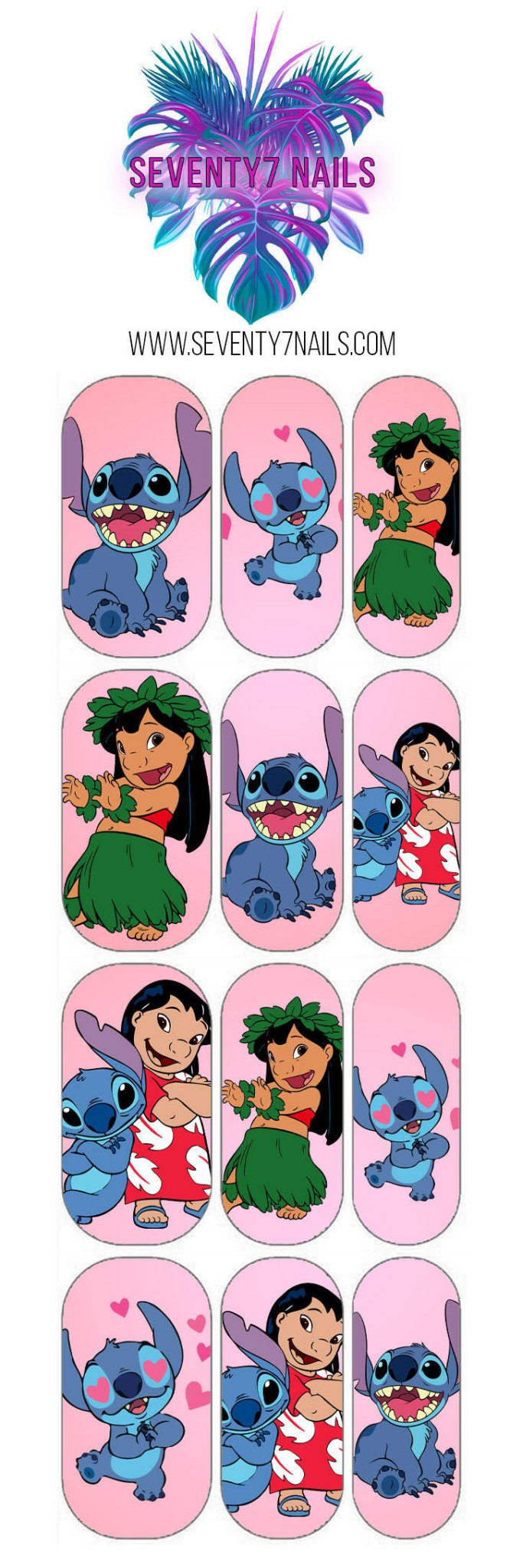 Waterslide Nail Decals - Hawaiian BFFs - Seventy7 Nail Decals