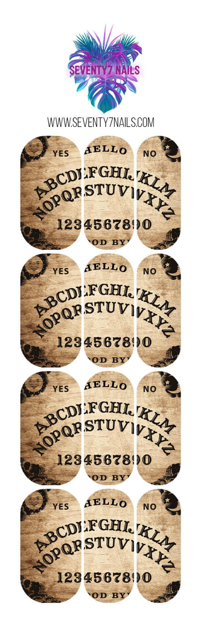 Waterslide Nail Decals - HelloGoodbye - Seventy7 Nail Decals