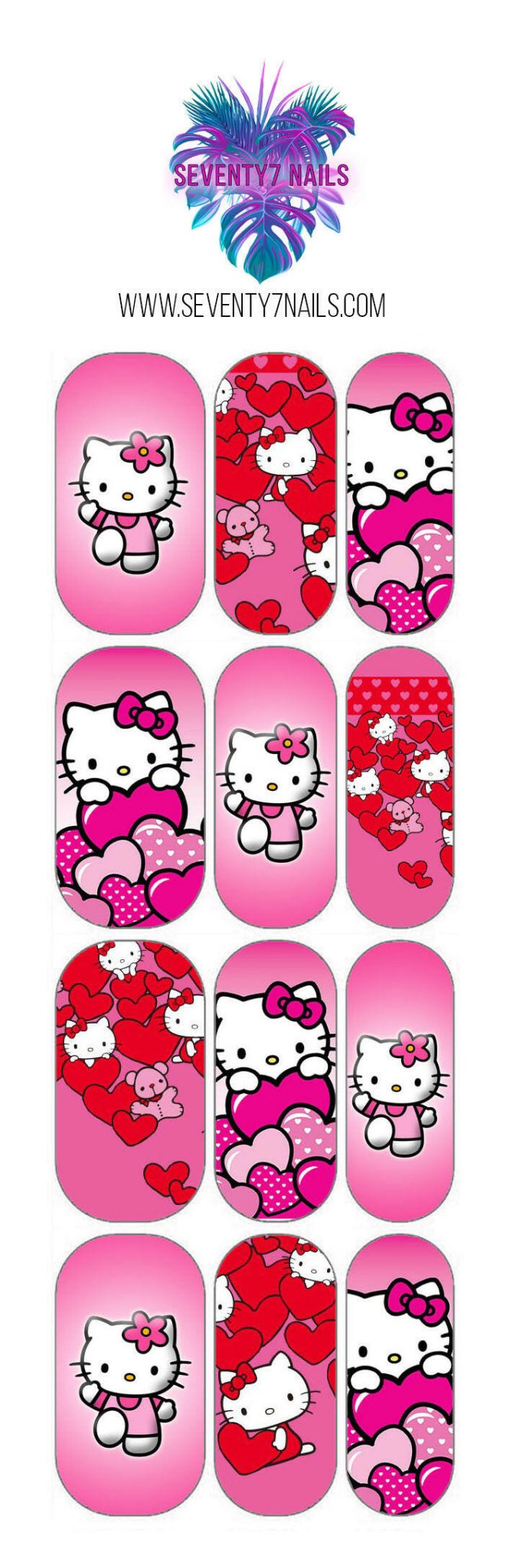 Waterslide Nail Decals - Hey Kitty - Seventy7 Nail Decals