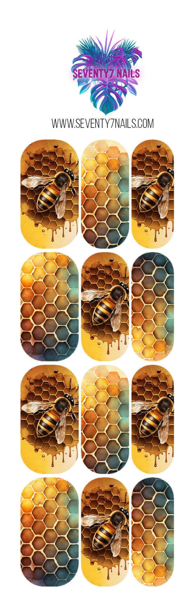 Waterslide Nail Decals - Honeycombs - Seventy7 Nail Decals