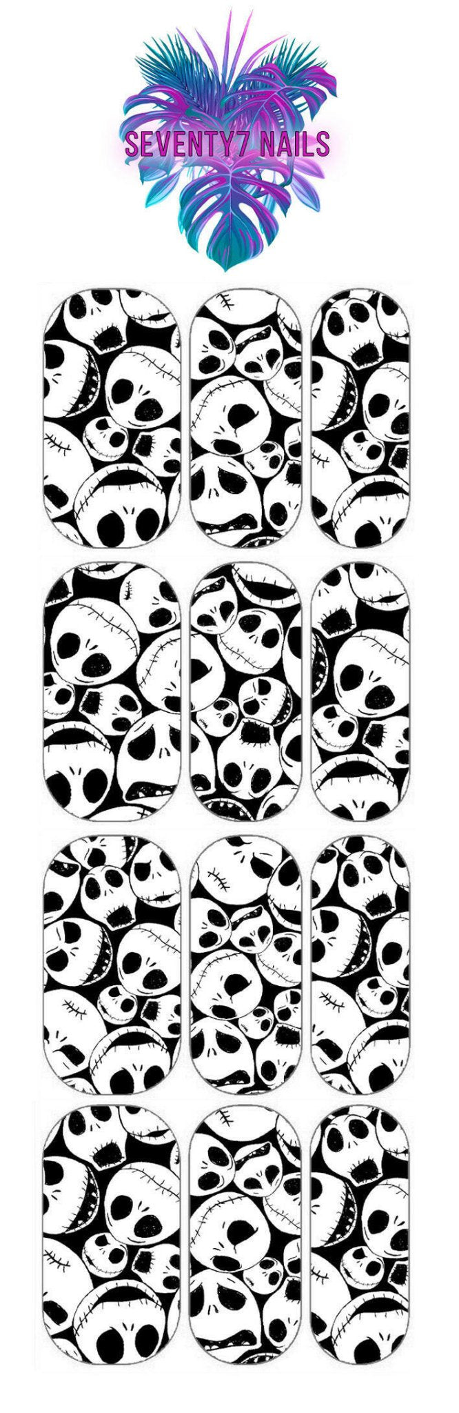 Waterslide Nail Decals - Jack Heads (Clear Background) - Seventy7 Nail Decals