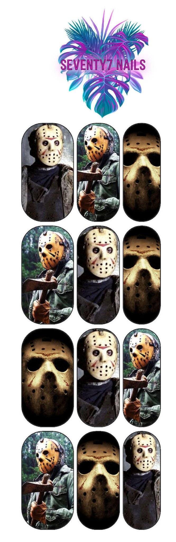 Waterslide Nail Decals - Jason - Seventy7 Nail Decals