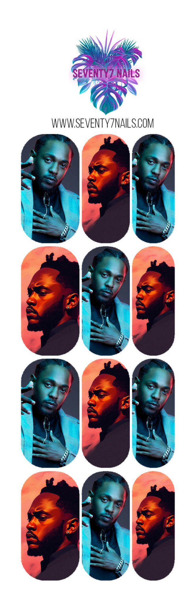 Waterslide Nail Decals - Kendrick - Seventy7 Nail Decals