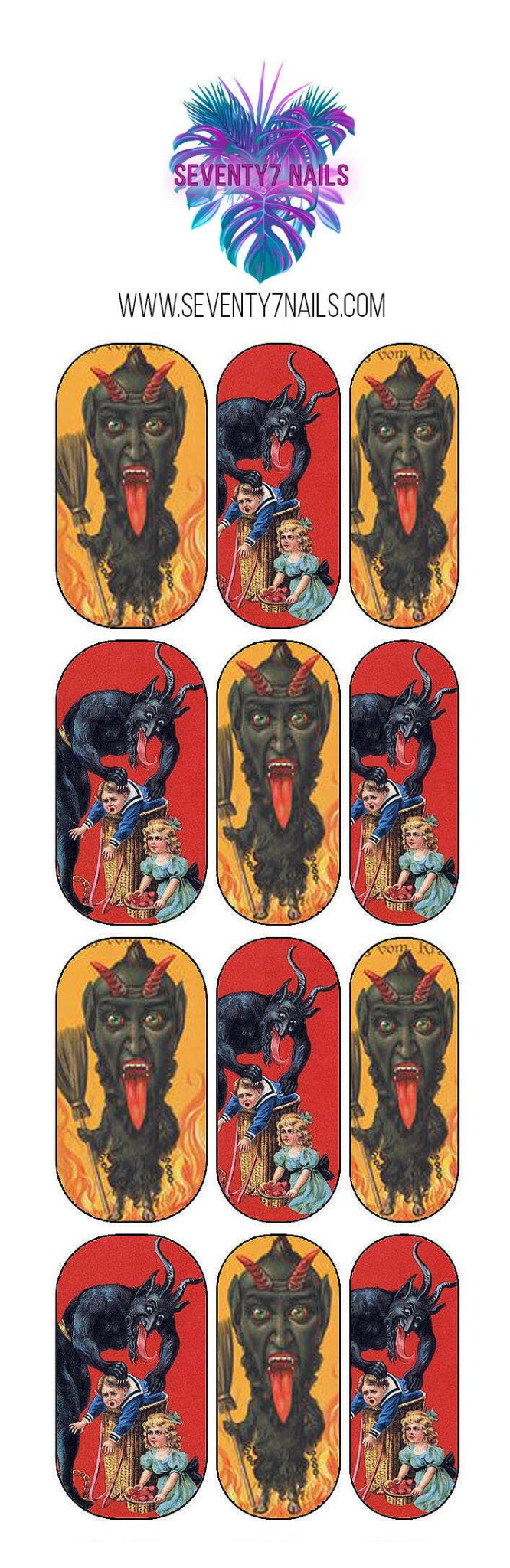 Waterslide Nail Decals - Krampus - Seventy7 Nail Decals