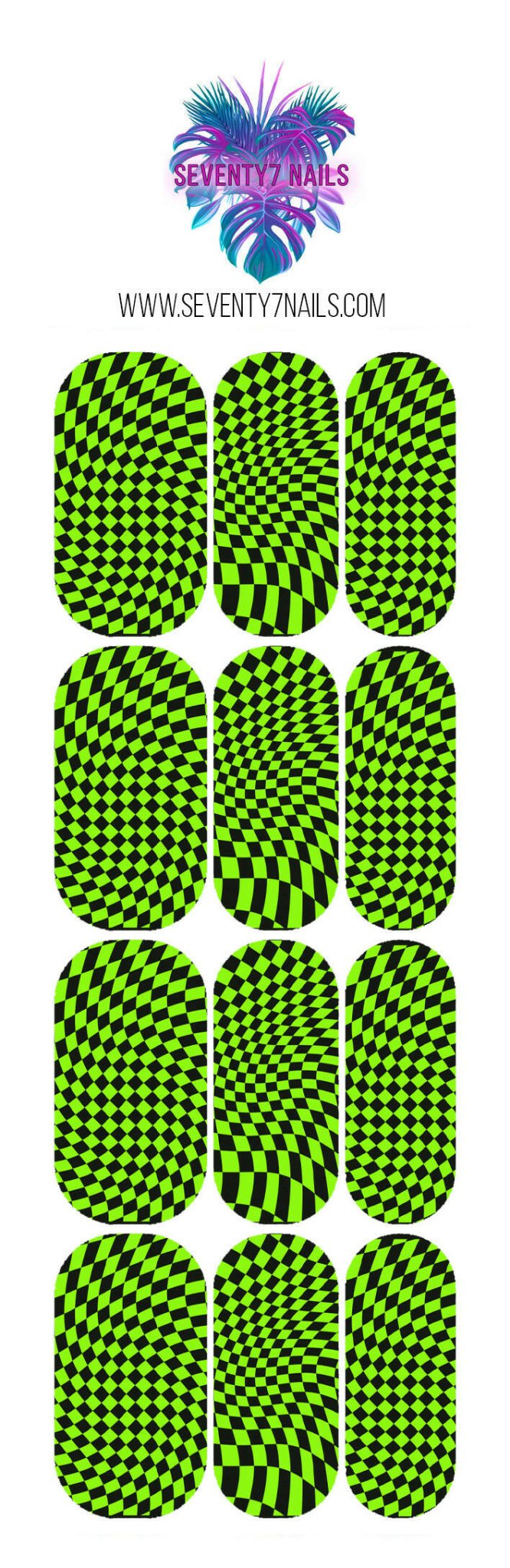 Waterslide Nail Decals - Lime Green Illusion - Seventy7 Nail Decals