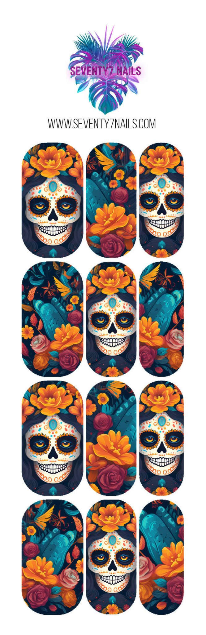 Waterslide Nail Decals - Los Muertes - Seventy7 Nail Decals