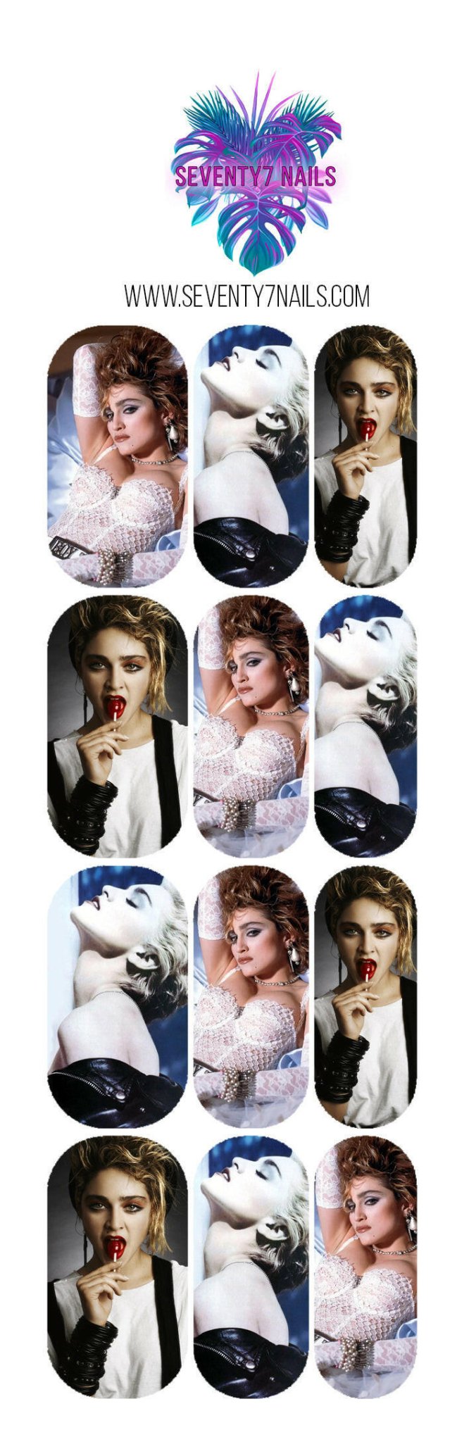 Waterslide Nail Decals - Madonna - Seventy7 Nail Decals