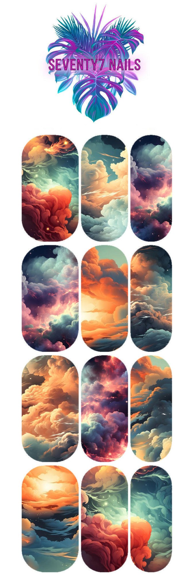 Waterslide Nail Decals - Magical Clouds - Seventy7 Nail Decals