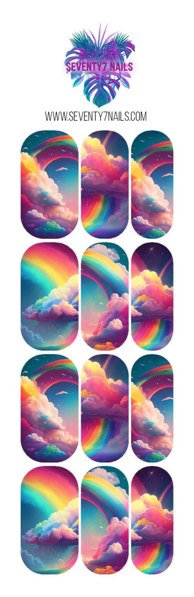 Waterslide Nail Decals - Magical Rainbows - Seventy7 Nail Decals