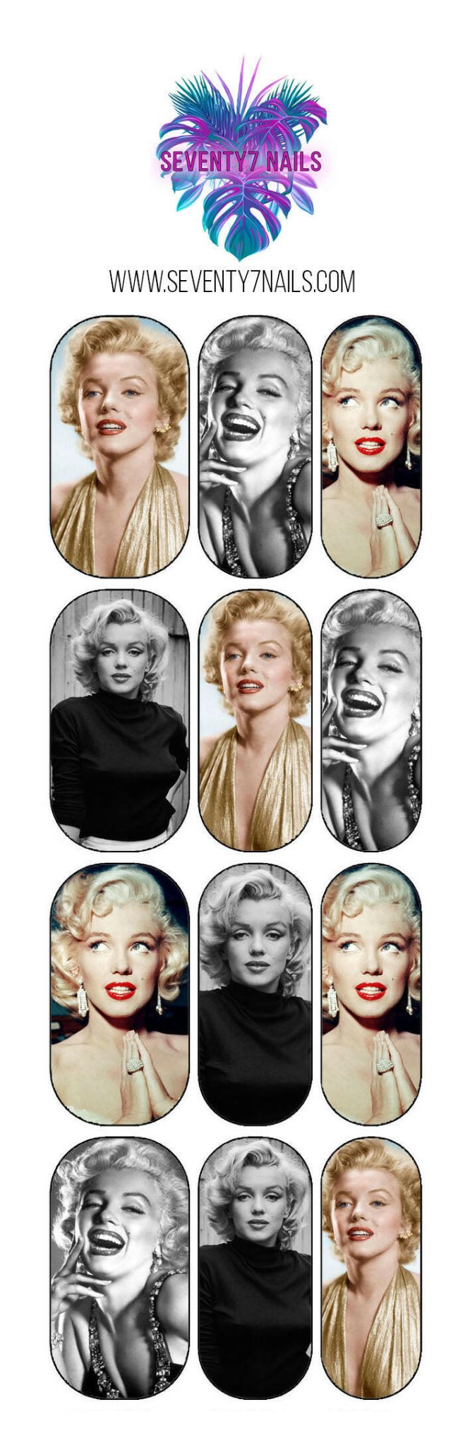 Waterslide Nail Decals - Marilyn - Seventy7 Nail Decals