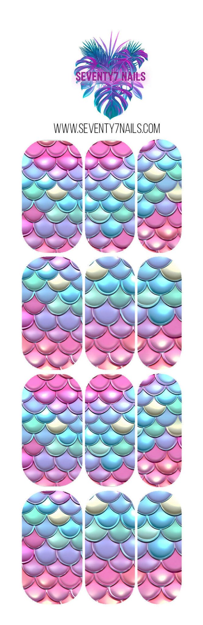 Waterslide Nail Decals - Mermaid Scales - Seventy7 Nail Decals