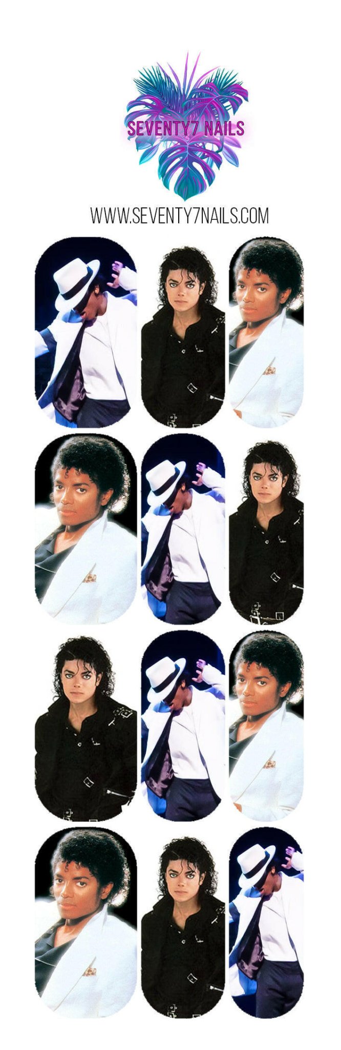 Waterslide Nail Decals - Michael Jackson - Seventy7 Nail Decals