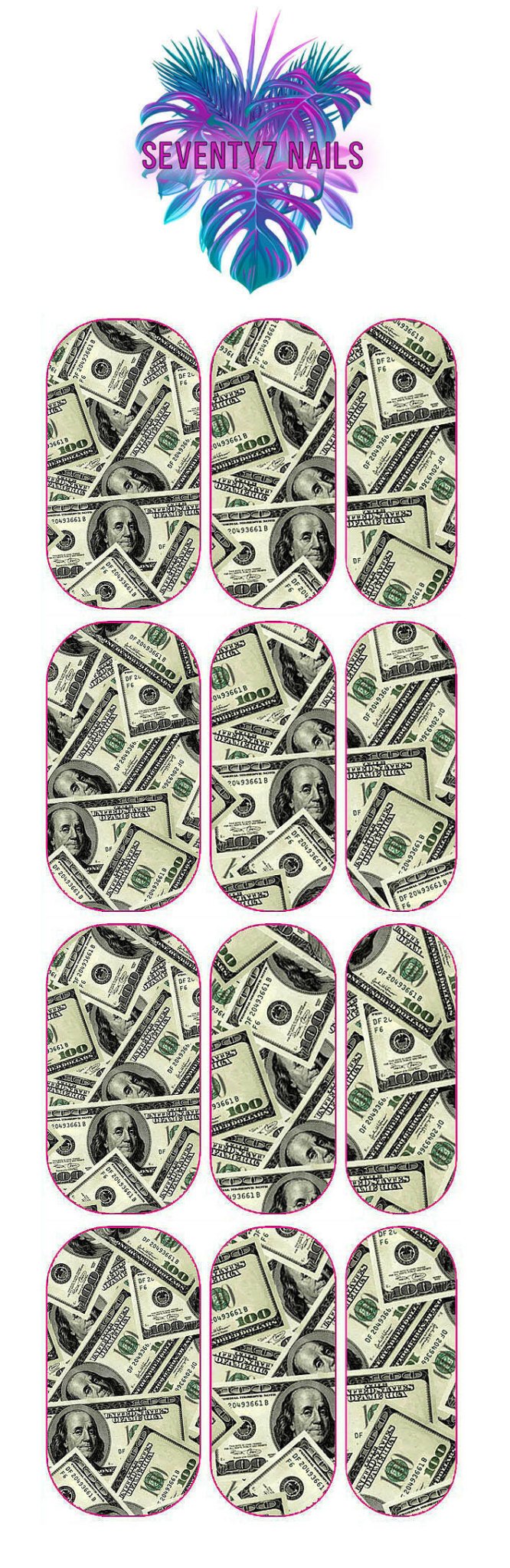 Waterslide Nail Decals - Money - Seventy7 Nail Decals