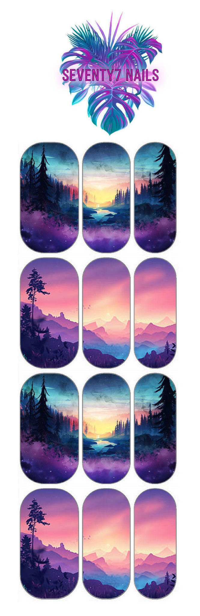 Waterslide Nail Decals - Mountain View - Seventy7 Nail Decals