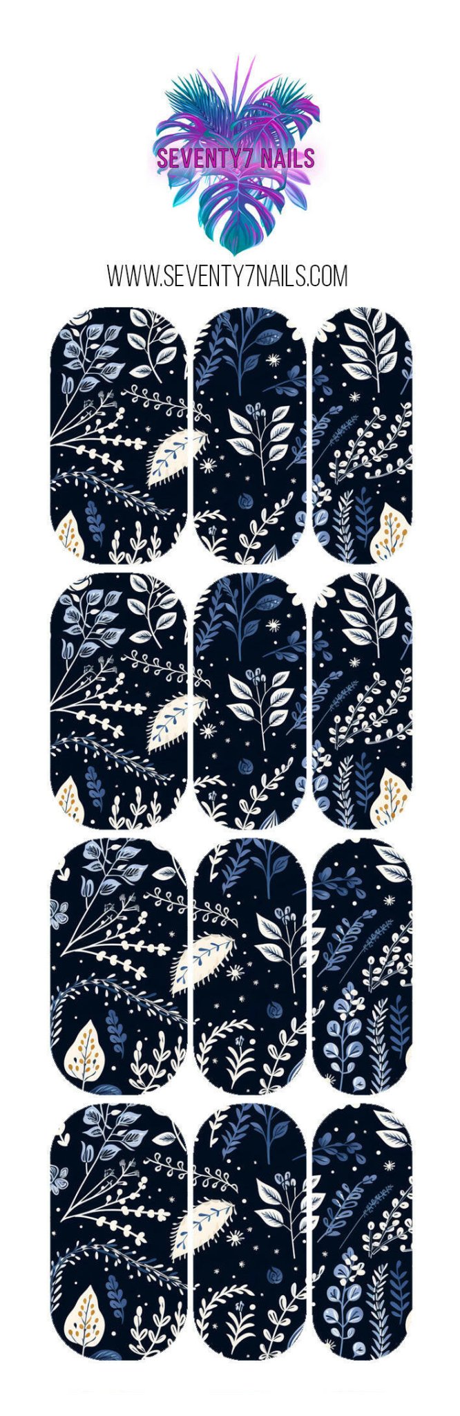 Waterslide Nail Decals - Navy Winter - Seventy7 Nail Decals