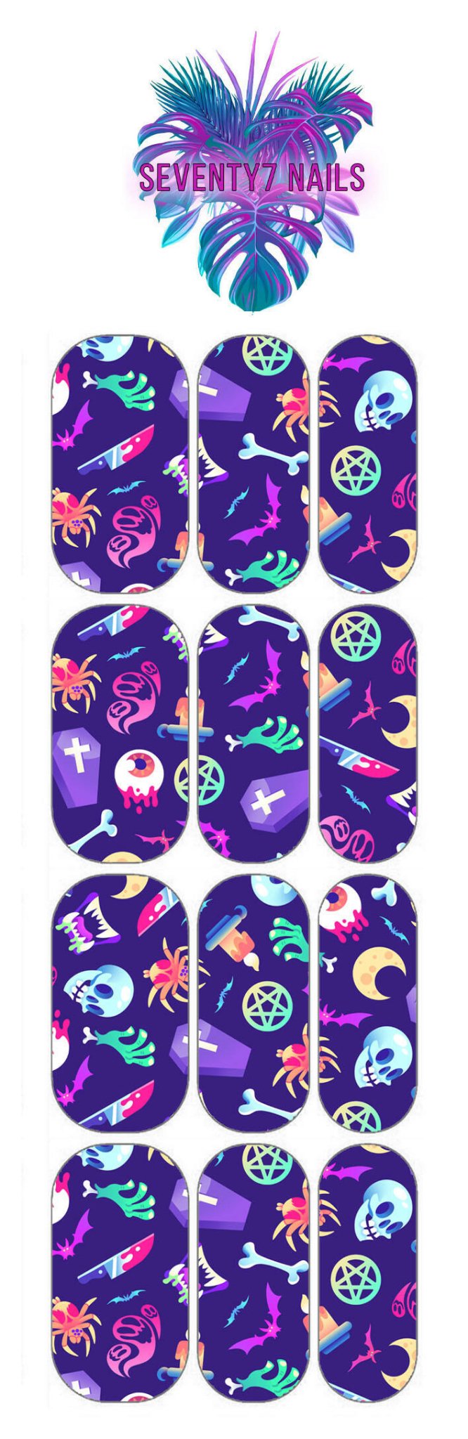 Waterslide Nail Decals - Neon Goth - Seventy7 Nail Decals