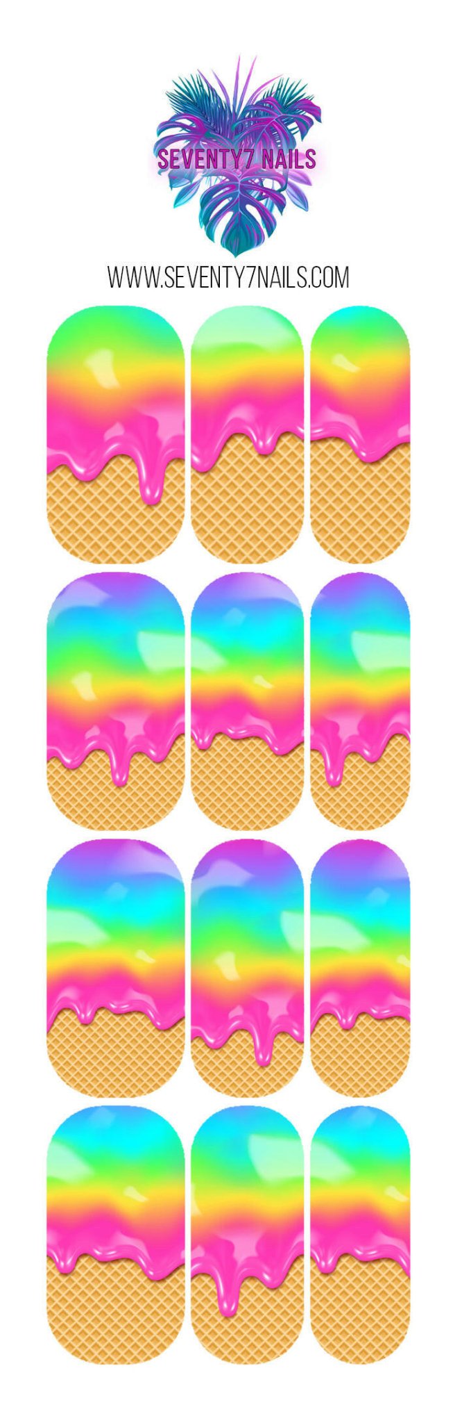 Waterslide Nail Decals - Neon Ice Cream Drips - Seventy7 Nail Decals