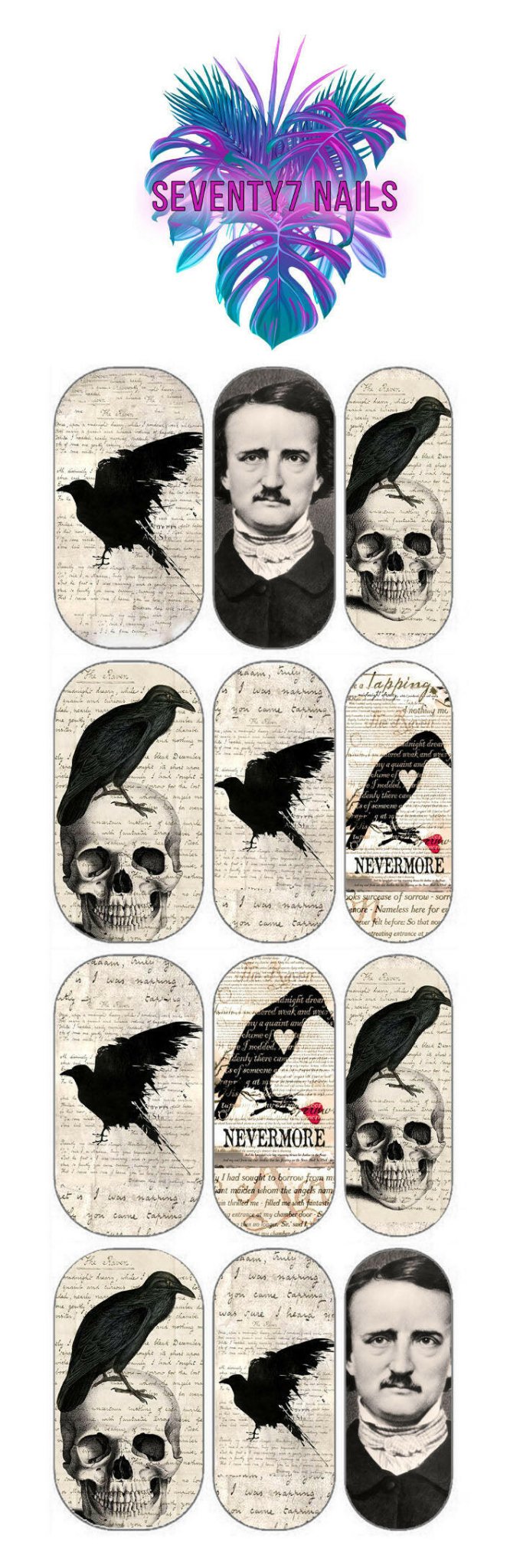 Waterslide Nail Decals - Nevermore - Seventy7 Nail Decals