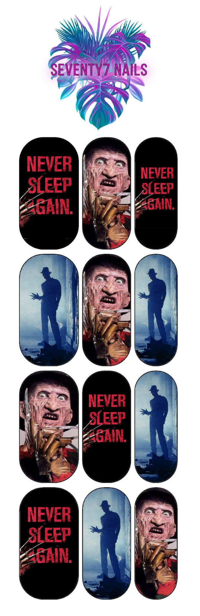 Waterslide Nail Decals - Nightmare - Seventy7 Nail Decals