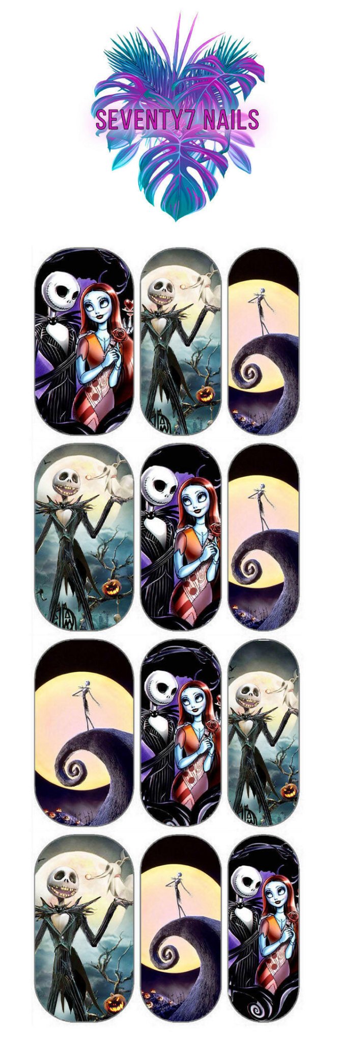 Waterslide Nail Decals - Nightmare Before Xmas - Seventy7 Nail Decals