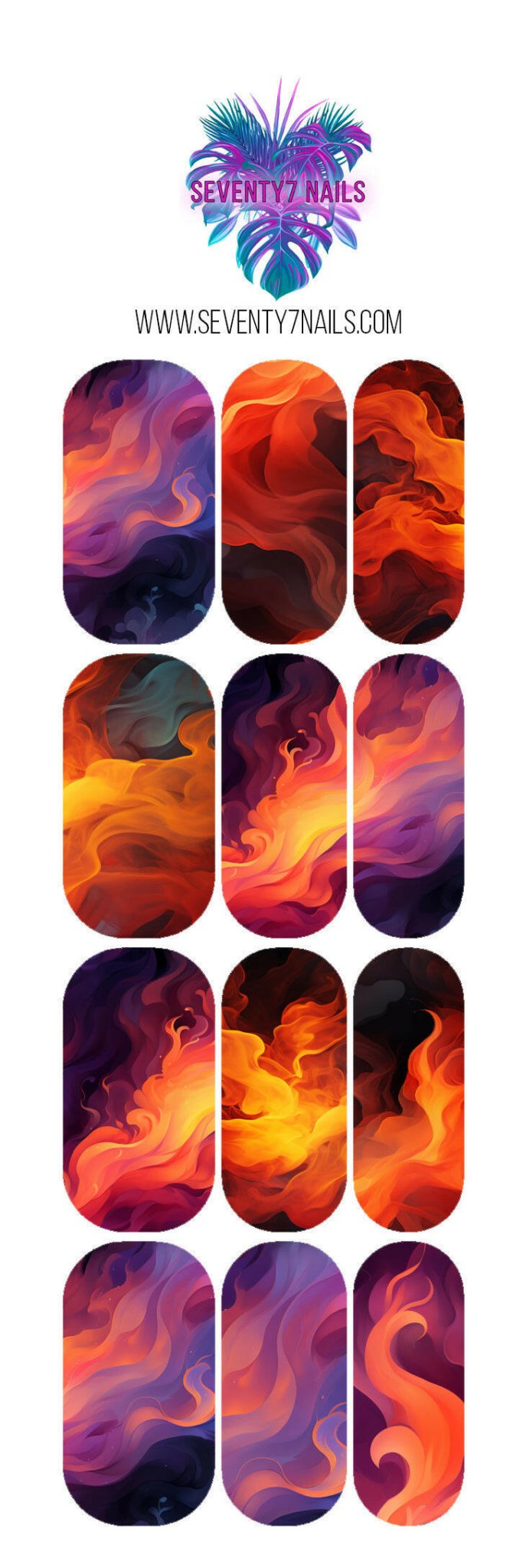 Waterslide Nail Decals - On Fire - Seventy7 Nail Decals