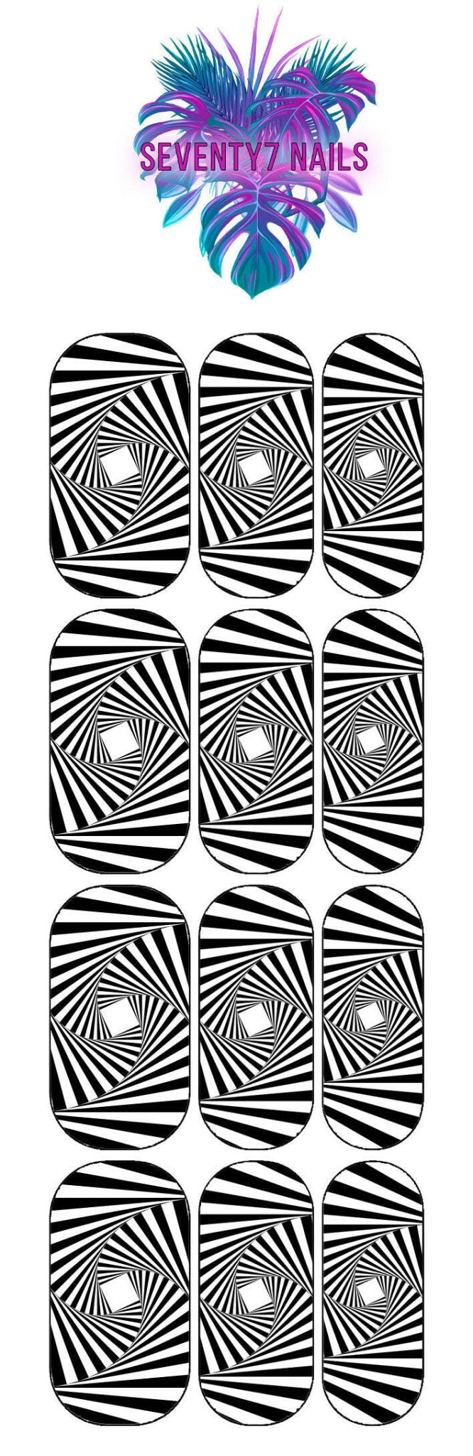 Waterslide Nail Decals - Optical Illusion - Seventy7 Nail Decals
