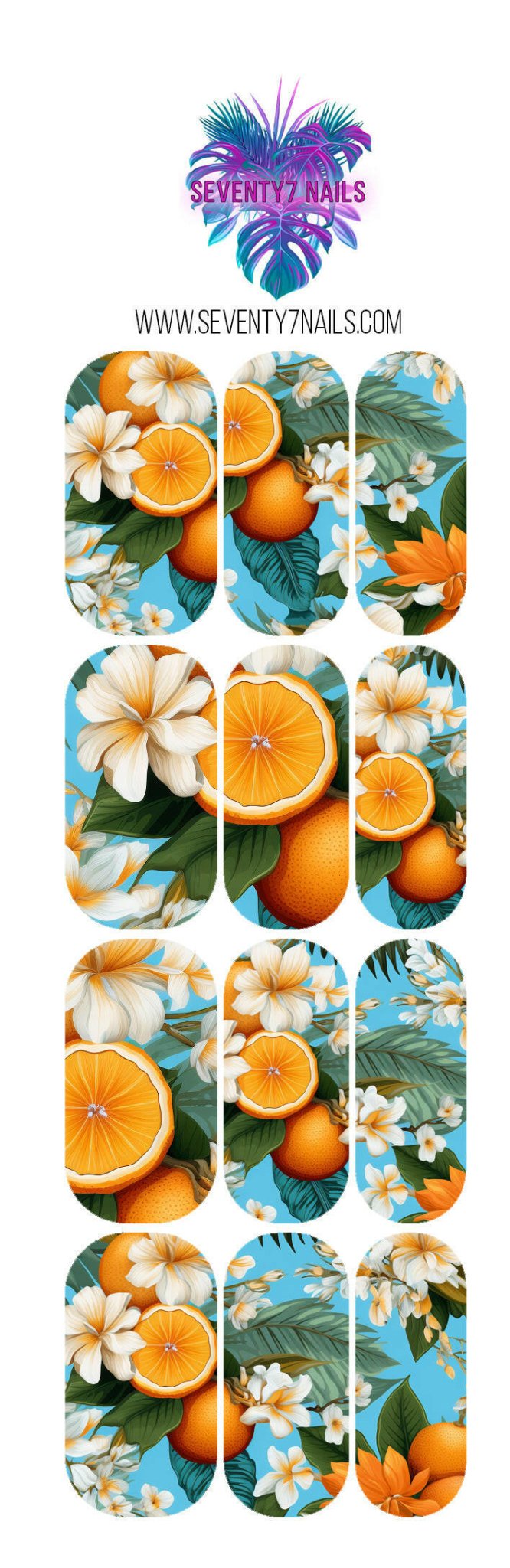 Waterslide Nail Decals - Orange Blossoms - Seventy7 Nail Decals