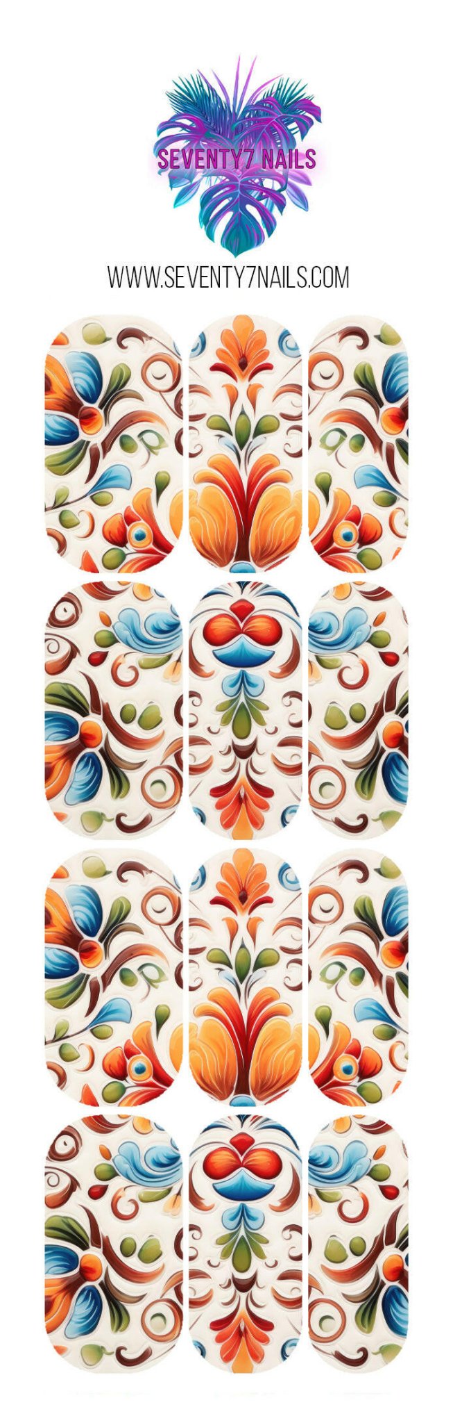 Waterslide Nail Decals - Orange Tile - Seventy7 Nail Decals