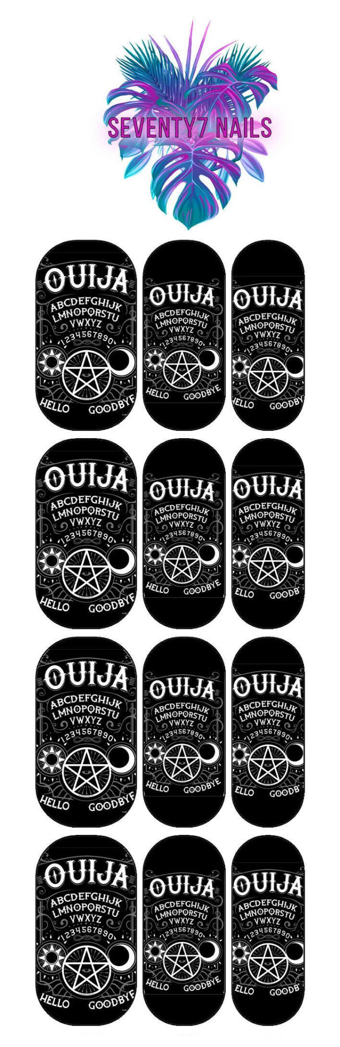 Waterslide Nail Decals - Ouija Black - Seventy7 Nail Decals