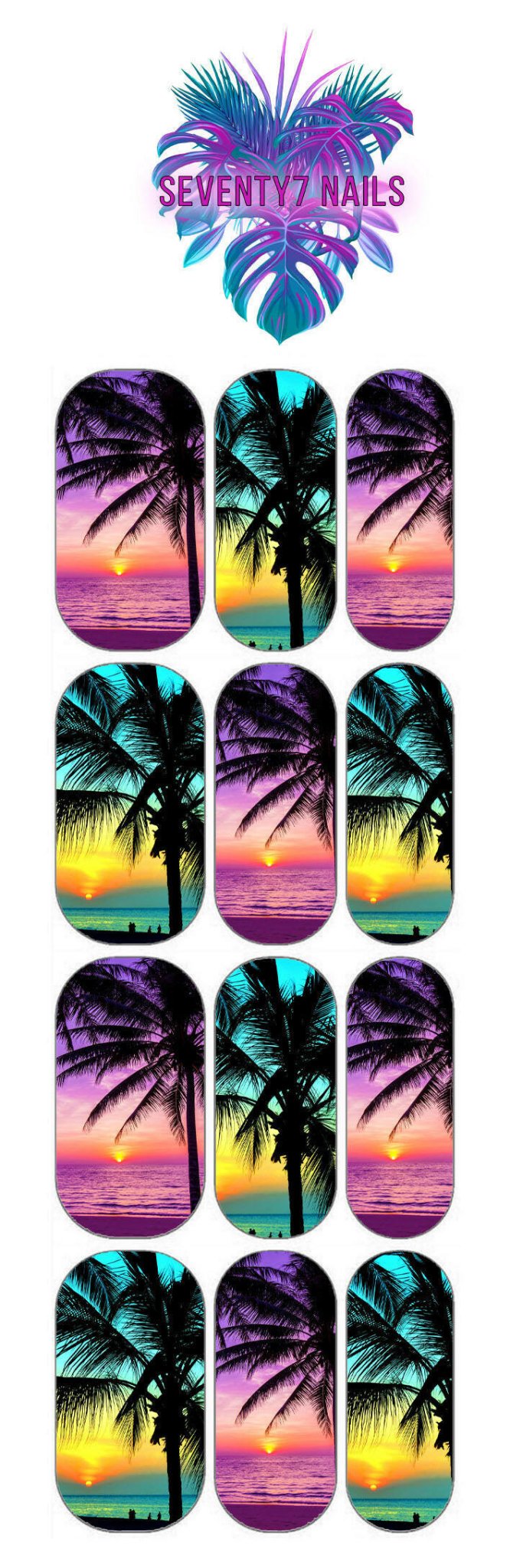 Waterslide Nail Decals - Palm Trees - Seventy7 Nail Decals