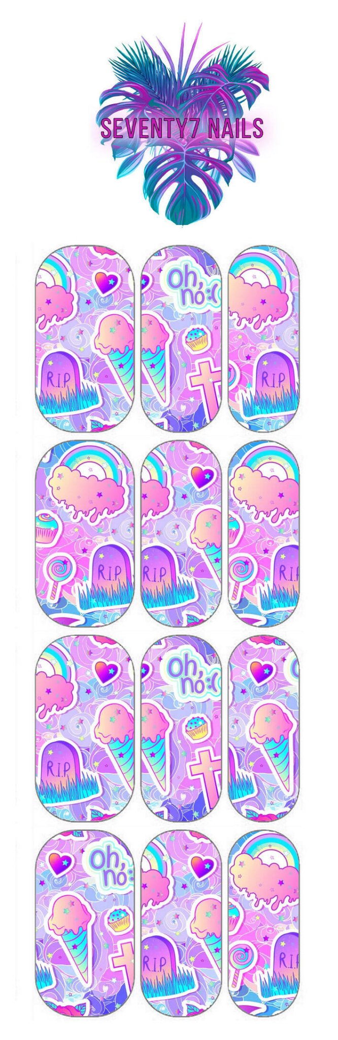 Waterslide Nail Decals - Pastel Goth Collage - Seventy7 Nail Decals