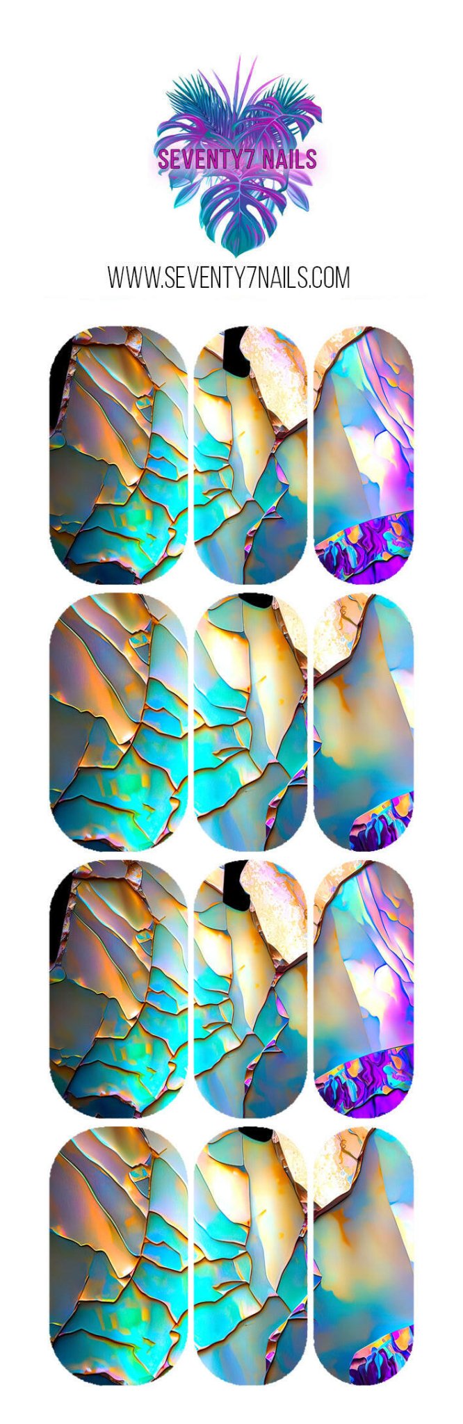 Waterslide Nail Decals - Pearlescent Shell - Seventy7 Nail Decals