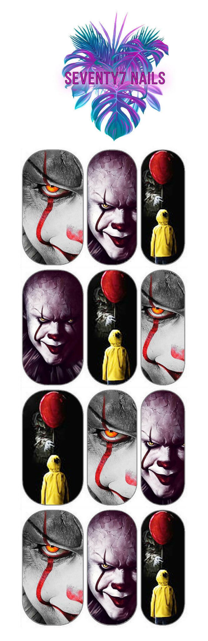 Waterslide Nail Decals - Pennywise - Seventy7 Nail Decals