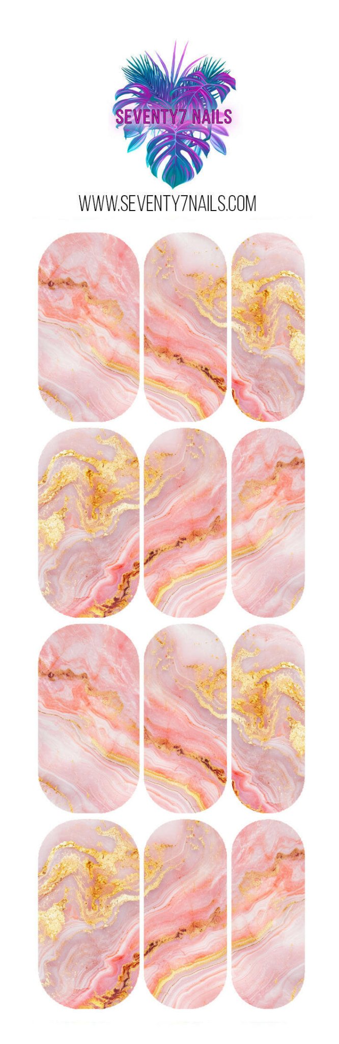 Waterslide Nail Decals - Pink Marble - Seventy7 Nail Decals