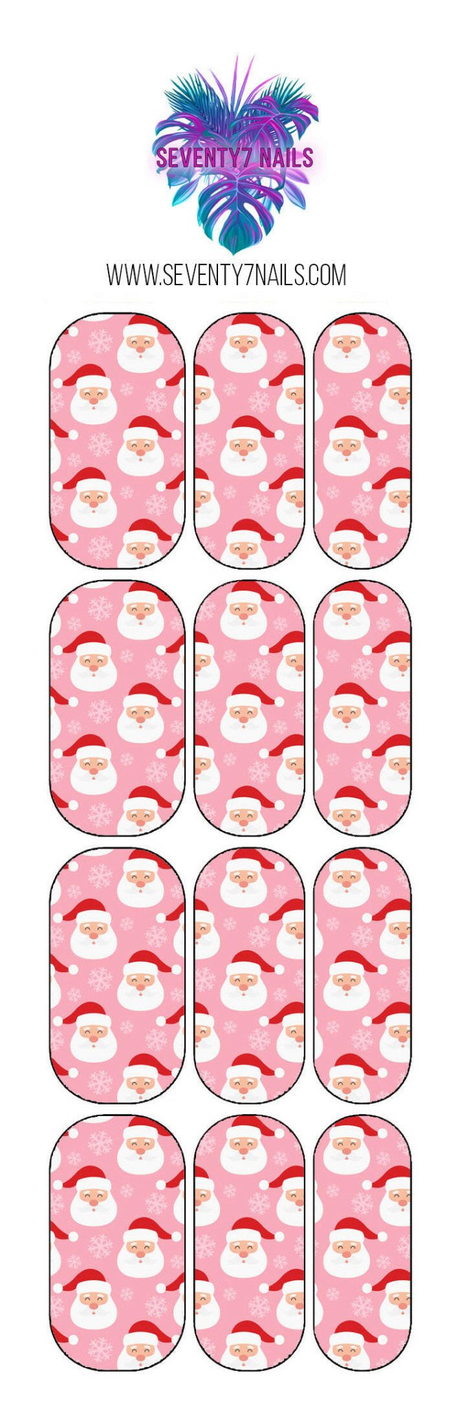 Waterslide Nail Decals - Pink Santas - Seventy7 Nail Decals