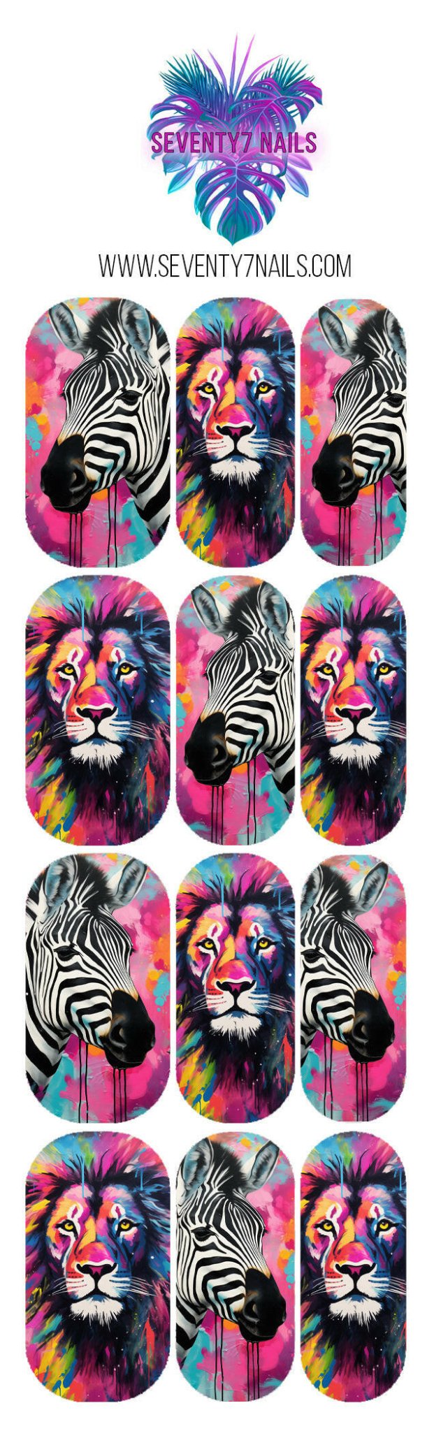 Waterslide Nail Decals - Pop Jungle - Seventy7 Nail Decals
