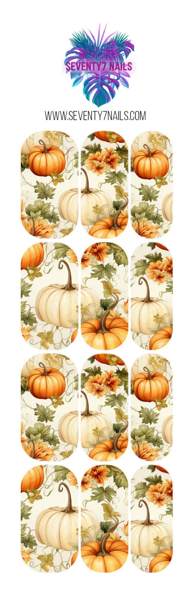 Waterslide Nail Decals - Pumpkins & Vines - Seventy7 Nail Decals