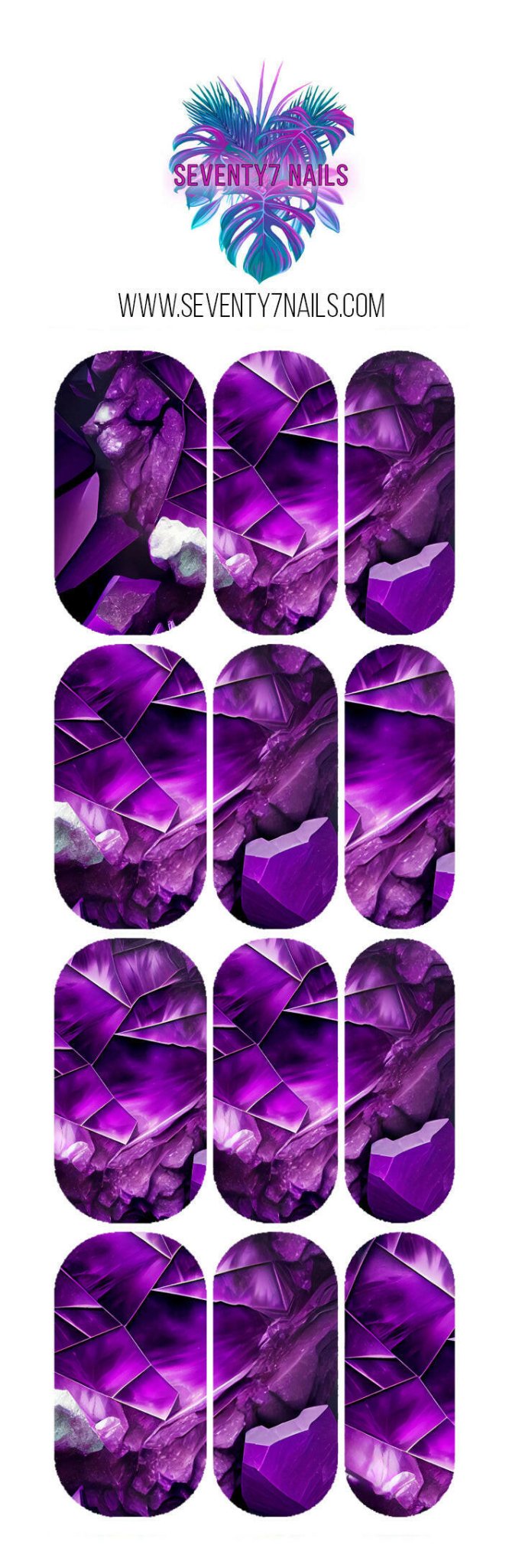 Waterslide Nail Decals - Purple Fractal - Seventy7 Nail Decals